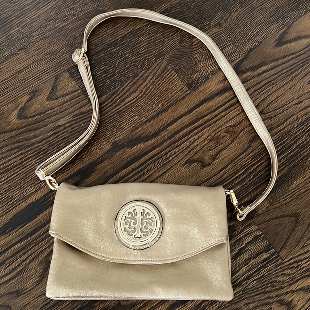 Gold Crossbody Leather Bag